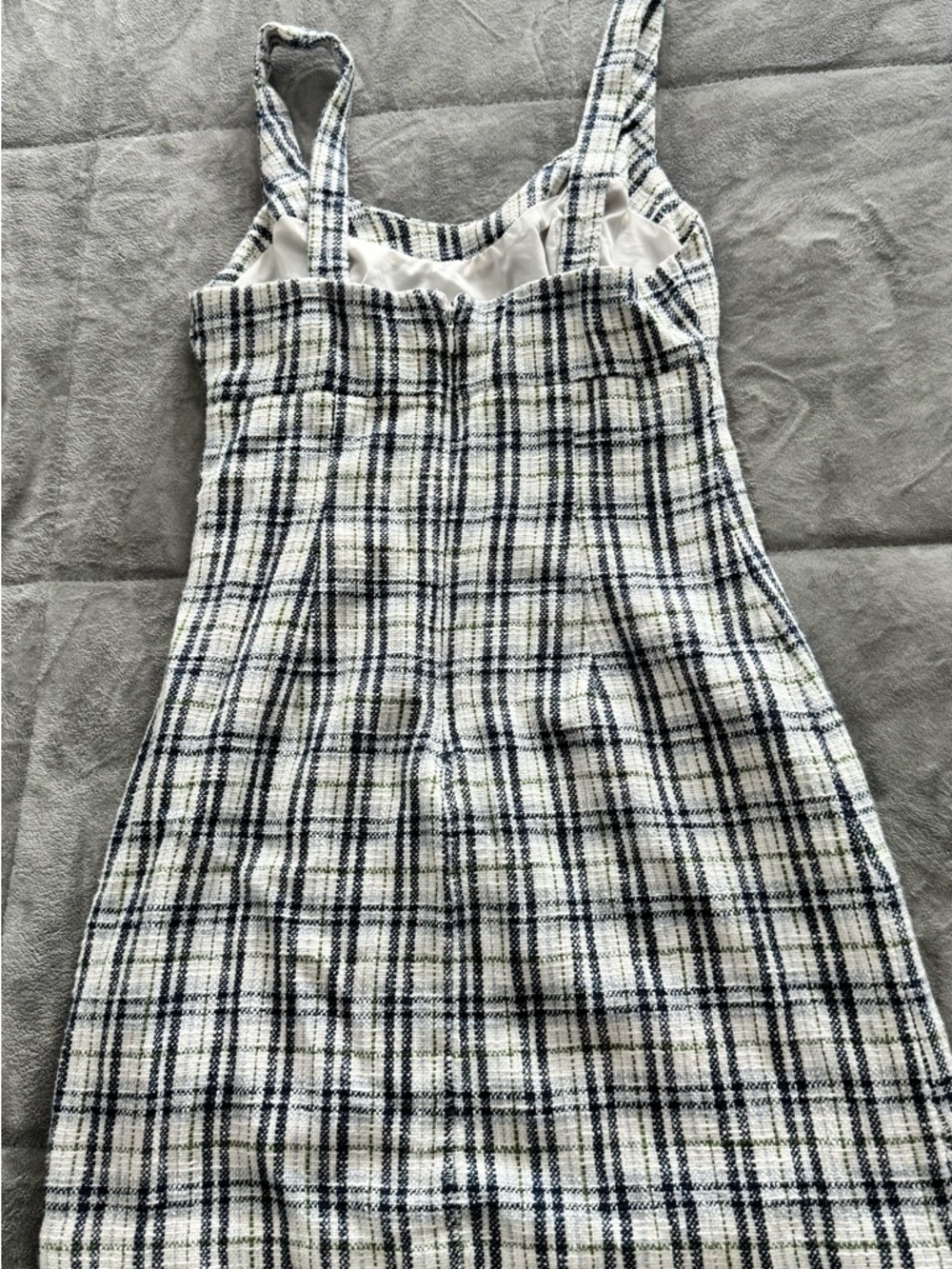 Abercrombie & Fitch White and Navy Plaid Mini Dress